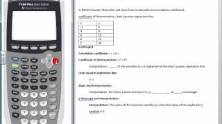 TI-83/84 Tutorial: Linear Regression and Scatterplots