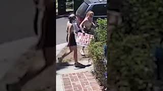 WATCH: Police are looking for woman caught on cam stealing Pratt campaign sign #police #shorts #lapd