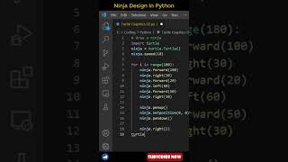 Draw a Ninja Design using python turtle! 😯 #python #shorts #coding