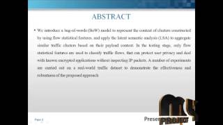 Final Year Projects | Unsupervised traffic classification using flow statistical properties