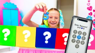 Nastya enters the phone and plays the coloured balls challenge - Video series for kids