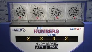 Midday Numbers Game Drawing: Saturday, April 9, 2016