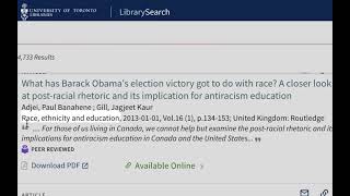 Find an article by topic in LibrarySearch
