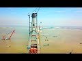 First pylon in place for Shanghai-Nantong Yangtze River Bridge