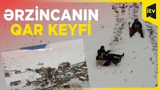 Ərzincana yazda yağan qar əyləncəyə çevrildi