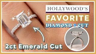 I Made a Celebrity Inspired Engagement Ring | 2.0ct Emerald Cut Diamond Hidden Halo 1.9mm Band Ring