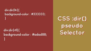 CSS :dir() Pseudo Selector Explained !
