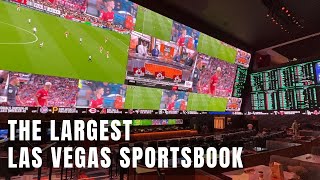 Walking Largest Sportsbook in Las Vegas at Circa Resort Downtown Las Vegas Hotel