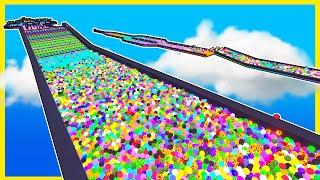 Releasing 10,000 Marbles Onto A OVERSIZED Track - Marble World Gameplay