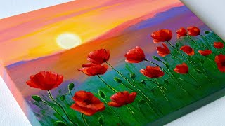 Sunset Landscape Painting | Sunset Acrylic Painting