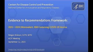 September 12, 2023 ACIP Meeting - Evidence to Recommendations