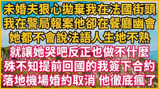 未婚夫狠心拋棄我在法國街頭，我在警局報案他卻在餐廳幽會，“她都不會說法語人生地不熟，就讓她哭吧反正也做不什麼！ 殊不知提前回國的我簽下合約，落地機場婚約取消 他徹底瘋了! #情感故事 #深夜淺談