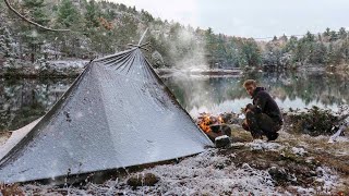 2 Nights Solo Camping in the Snow and Rain