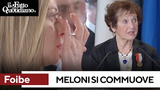 La premier Meloni si commuove durante la cerimonia delle Foibe sentendo il racconto di Egea Haffner