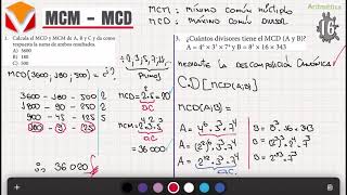 MCD y MCM ( I PARTE, 4to de secundaria)