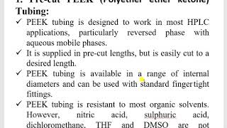 Lecture 8: HPLC Column Chemistry and HPLC Tubing