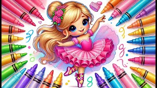 👑 Princess Ballerina Coloring | Cute Ballet Dancer for Kids
