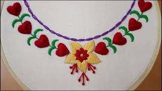 wow! it is so cute: neck embroidery design: hand embroidery design