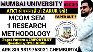 Research Methodology 2025 NEP Mcom sem1 Pattern IMPORTANT QUESTIONS IDOL EXAM ARKSIR University