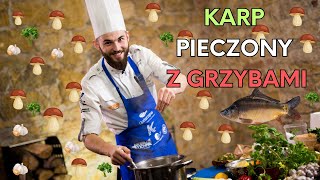 Karp pieczony z grzybami