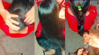 long hair braid opening and play | long hair brushing