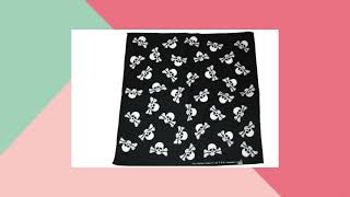 Square Black Skull and Crossbones Bandana