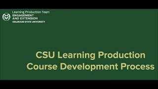 CSU Learning Production Course Development Process