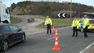 Two lorries and a car crash on the A90 Stonehaven to Aberdeen road.