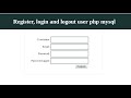 User registration PHP and MySQL 1 User registration PHP and MySQL 1