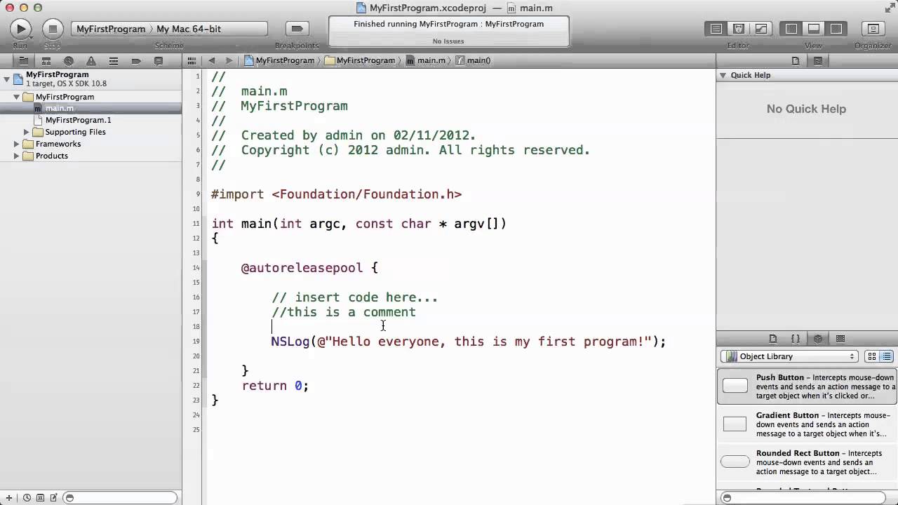 Objective-C Tutorials: 4 - Write First Program And How To Write ...