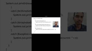 Demonstration on multiple catch clauses in java , Object orientated programming Through Java..
