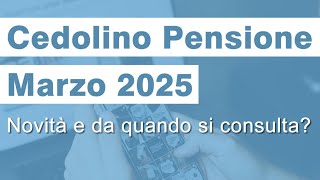 Cedolino Pensione Marzo 2025 INPS❗Novità e da quando si consulta⁉️