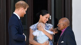 All smiles as Meghan Markle and Prince Harry bring baby Archie to meet Desmond Tutu