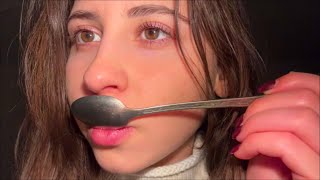 ASMR: Intense Tingly Face Eating With A Spoon - Wet Mouth Sounds - Body Triggers