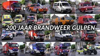 Grote optocht van internationale hulpdienstvoertuigen vanwege 200-jarig jubileum brandweer Gulpen