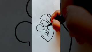 Mom Holding Little Baby drawing ✍️ #Miss tuber #lovely #youtubeshorts #video