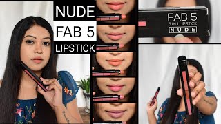 Renee FAB 5 NUDE Lipstick Review \u0026 Swatches| Renee FAB 5 in 1 Lipstick| Renee Cosmetics