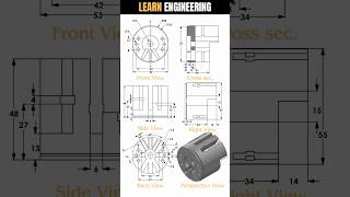 Engineering CAD 2D Drawing for Practice work - Share \u0026 Save ✅🙌 #learnengineering #mechnical #cad