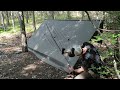 solo camping in remote location dinara mountain tarp shelter unexpected hunting dogs