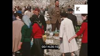 1960s Sarajevo, Bosnia-Herzegovina, Busy Market Scenes, Travelogue, 16mm