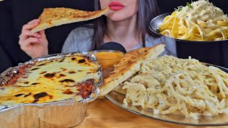 ASMR EATING LASAGNA + CREAMY PASTA MUKBANG (No Talking)