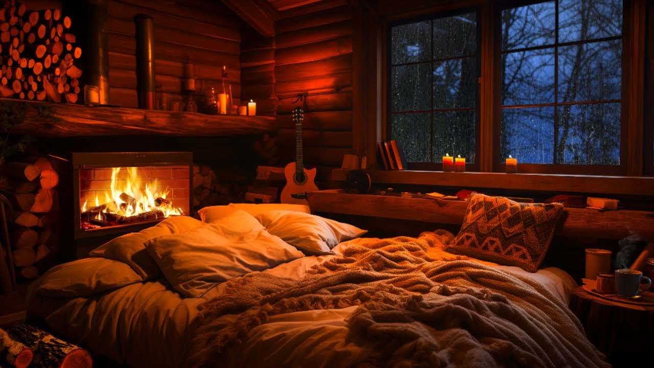 Rainy Night In A Cozy Wooden Cabin рџ ґ Sleep To Fire Sounds Rain