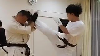 【ショート動画】前蹴り効かせてからの～上段廻し蹴り！@道を伝え人を育む空手道場