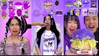 Random Purple Color Food Asmr Mukbang ( 🍆🍗🍔 )