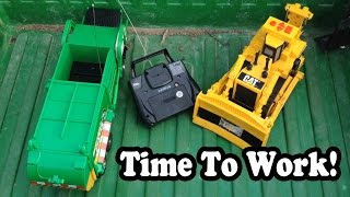 Toy Garbage Truck and Excavator l WORK l PLAY!