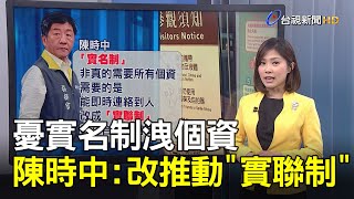 憂實名制洩個資 陳時中:改推動\