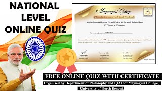 Free National Level Certificate | Free Online Quiz Certification 2020 | Quiz Certificate |