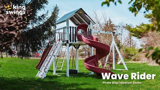 Wave Rider Swing Set (great play set with tall deck and two slides! | King Swings