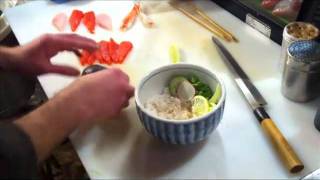 Avi making Sockeye Salmon Donburi