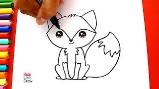 Cómo dibujar y colorear un ZORRO Kawaii | Aprender a Dibujar | KidsLetsDraw